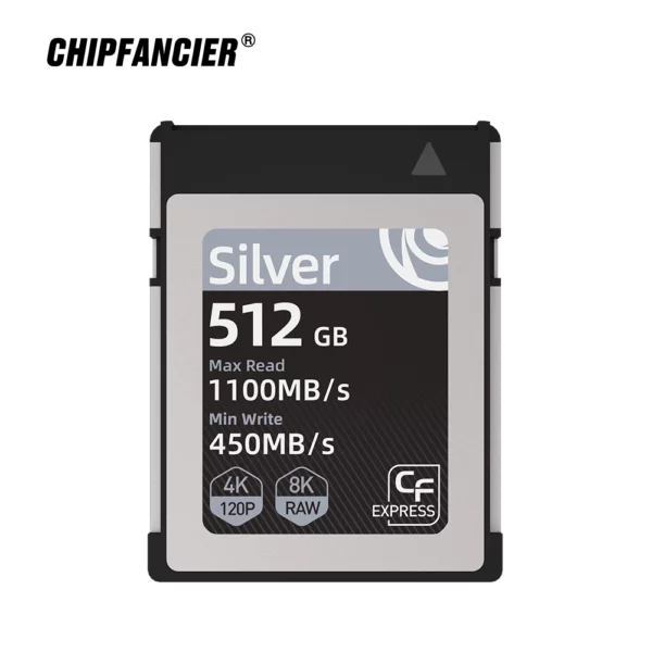 CHIPFANCIER CFexpress CF-Sliver Memory Card TypeB 8K Raw EOSR5/R5C/R3/Z9/GH6