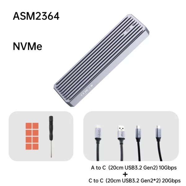 iTGZ m.2 nvme SSD Enclosure ASM2364 Aluminum Alloy Cooling