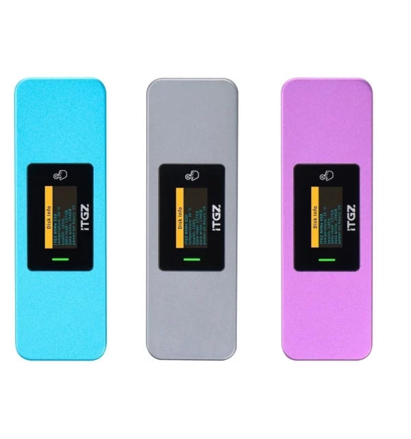 ITGZ M.2 NVMe SSD Enclosure Dual Protocol RTL9210b LED Display