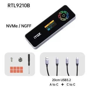 ITGZ M.2 NVMe SSD Enclosure Dual Protocol RTL9210b LED Display RGB