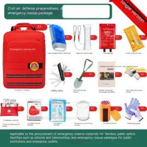 Family Emergency Rescue Kit - Civil Defense Earthquake Survival Backpack with Full Disaster Preparedness Supplies