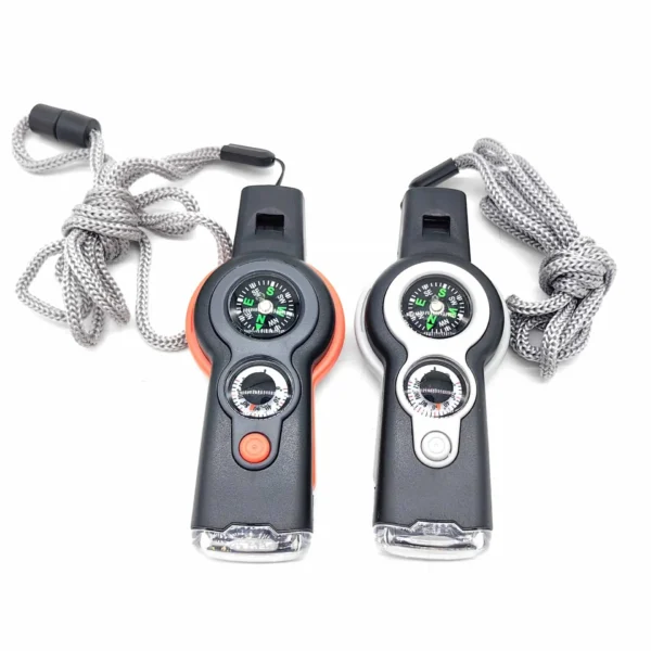 ​7-in-1 Survival Whistle with LED, Thermometer & Compass