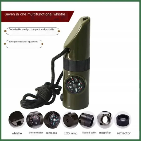 ​7-in-1 Survival Whistle with Integrated LED, Thermometer & Compass - Image 4