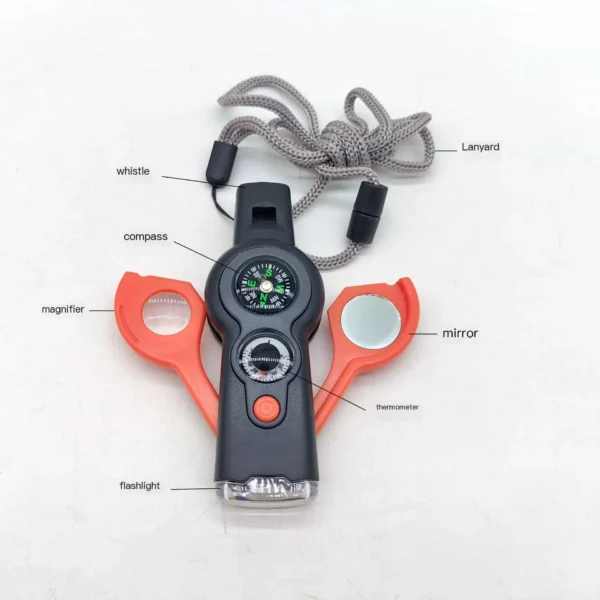 ​7-in-1 Survival Whistle with LED, Thermometer & Compass - Image 4