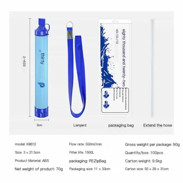 Best-selling outdoor water purifier, field drinking water filter, multi-functional direct drinking straw, portable water purification tube - Image 3