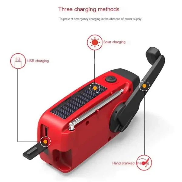 Military-Grade Tactical Emergency Solar Hand Crank Radio​ (Multifunctional Portable Cross-Border Outdoor Radio with NOAA Weather Alert, Power Bank, Flashlight & IPX3 Waterproof) - Image 3