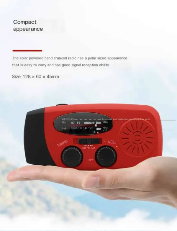 Military-Grade Tactical Emergency Solar Hand Crank Radio​ (Multifunctional Portable Cross-Border Outdoor Radio with NOAA Weather Alert, Power Bank, Flashlight & IPX3 Waterproof) - Image 2