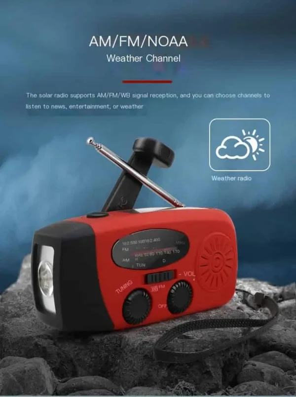 Military-Grade Tactical Emergency Solar Hand Crank Radio​ (Multifunctional Portable Cross-Border Outdoor Radio with NOAA Weather Alert, Power Bank, Flashlight & IPX3 Waterproof)