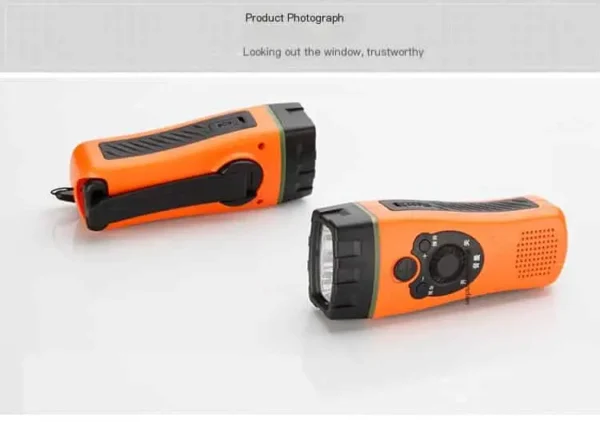 Cross-border Emergency Radio with Solar/Hand-crank Charging, LED Flashlight, and SOS Alarm for Outdoor Anti-earthquake & Disaster Relief - Image 3