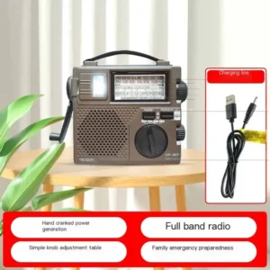 TECSUN GR-88P Multi-Band Retro Portable Radio with Hand-Crank Emergency Charging, Disaster Preparedness & User-Friendly Design